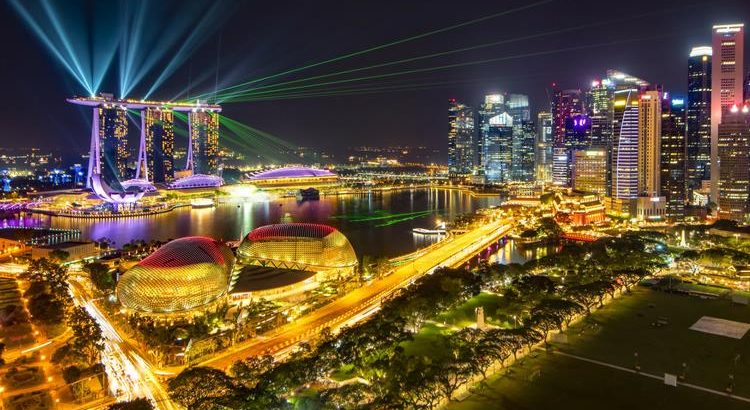 Water and Light Show at Marina Bay