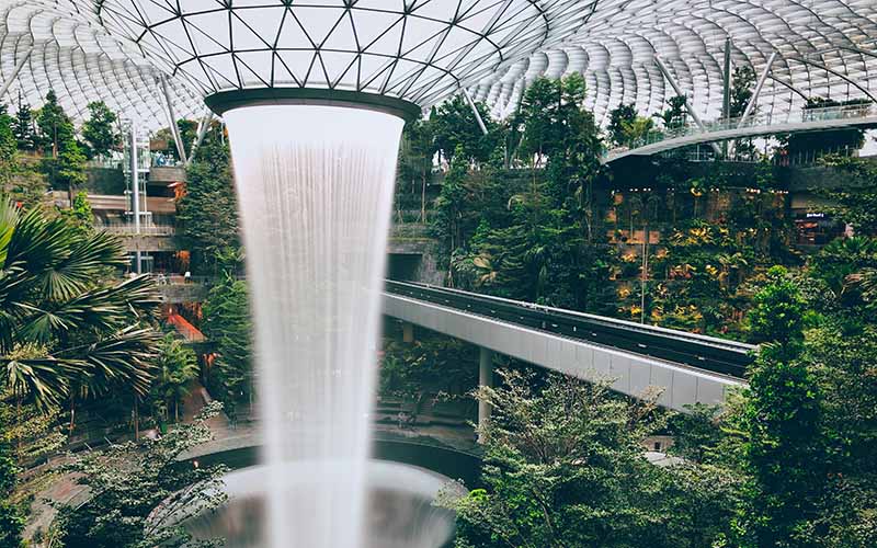 Changi Airport waterfall