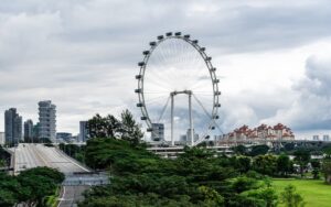 Singapore Flyer Ferris wheel with city skyline views