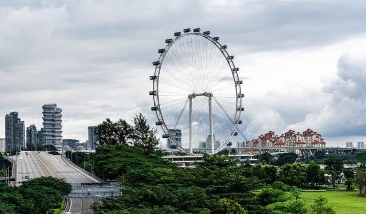 Singapore Flyer Ferris wheel with city skyline views