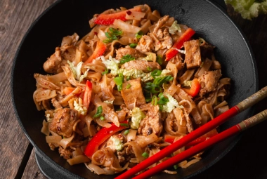 Char Kway Teow served in a black wok