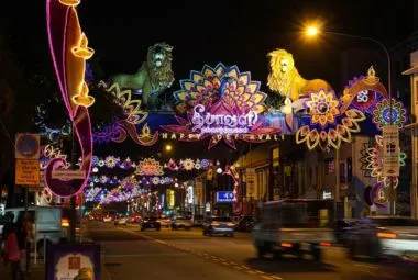 Vibrant Diwali street lights, Little India