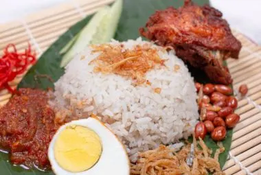 Nasi Lemak with chicken and sambal